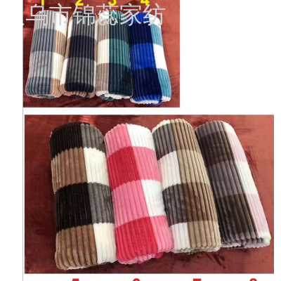 Factory Direct Sales Printing Strip Fleece Blanket Plaid Wave Printing Strip Blanket Supermarket Gift Blanket