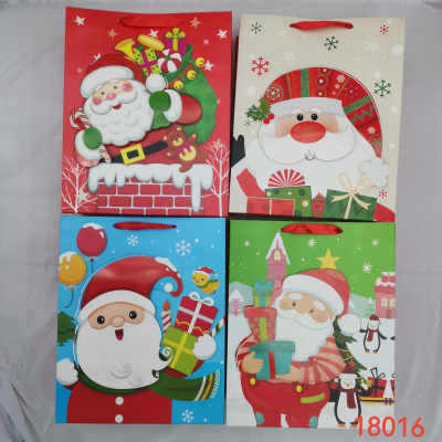 Christmas Gift Bag Festival Gift Bag Paper Bag Tote Bag 3D Dusting Powder in Stock