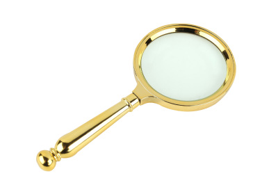 High-End 5 Times HD Elderly Reading Reading Newspaper Golden round Handle 60mm Antique Handheld Optical Glass Magnifying Glass