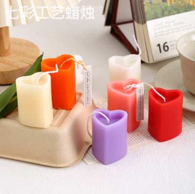 Wholesale Aromatherapy Candle Colored Loving Heart Column Soy Wax Valentine's Day Photography Props Indoor Decoration Hand Gift