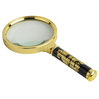 Factory Direct Sales 70mm Plastic Hand-Held Magnifying Glass with Dragon Handle High Power Magnifying Glass for Students and the Elderly Gift Magnifying Glass