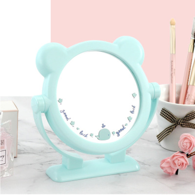 Xiufunny Desktop Cosmetic Mirror Cartoon Cute Mirror Student Dormitory Desktop round Mirror Portable Simple Double Mirror