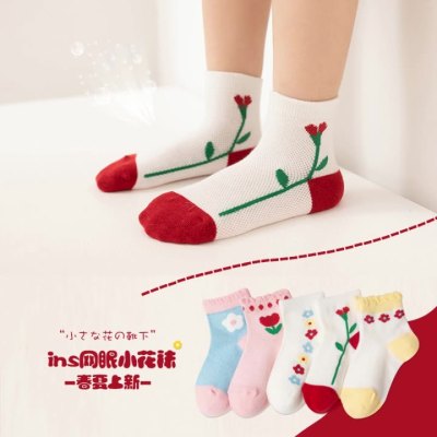 Japanese Style Girls' Socks Summer Thin Mesh Children's Middle Tube Summer Baby Princess Socks Lace Girl Middle and Big Children
