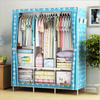 Simple Wardrobe Cloth Wardrobe Fashion Simple Dustproof Steel Frame Reinforced Assembly Storage Wardrobe Non-Woven Fabric Wardrobe