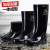 Rain Boots Men's Knee-High Rain Boots Non-Slip Waterproof Shoes Short Mid-Calf Rain Boots Men's Black Water Shoes Industrial and Mining Labor Protection Rubber Shoes