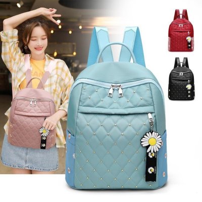 Bag for Women 2020 Autumn and Winter New Little Daisy Fashion All-Matching Student Backpack Rhombus Small Fresh Book Bar