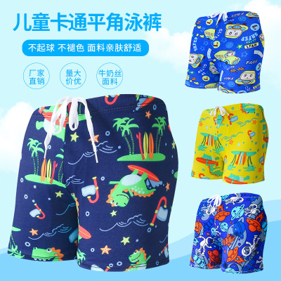 Children's Swimming Trunks Boxer Comfort Lace up Little Boy Beach Pants Cartoon Printed Shorts Factory Wholesale Yk4808