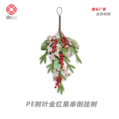 Cross-Border Christmas Decorations 50cm Pinecone Decoration PE Christmas Wall Hanging Upside down Tree Shopping Mall Hotel Door and Window Ornaments