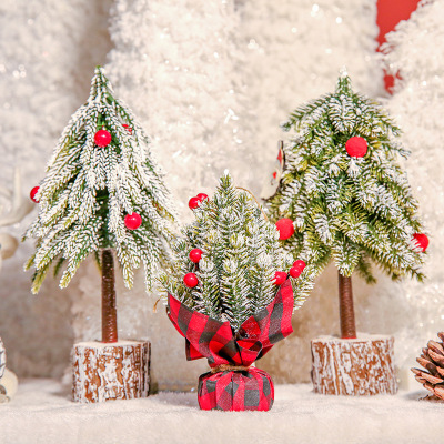 Cross-Border Christmas Decorations DIY Flocking PE Desktop Mini Christmas Tree Shopping Mall Party Ornaments