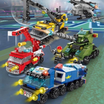 Compatible with Lego Boys and Girls Educational Toys Small Particles Assembling Building Blocks Small City Police Car Tank Military Puzzle