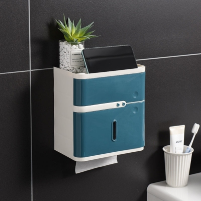 J46-J-1261 Toilet Tissue Box Toilet Paper Storage Rack Wall-Mounted Paper Extraction Roll Holder Tissue Box