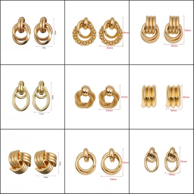 Cross-Border Earrings Fashion Cross Iron Tube Ring Ear Studs Women's Fashion Normcore Style Foreign Trade Earrings Factory in Stock