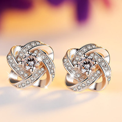 Korean Style Heart of Eternity Stud Earrings Weihua Clover Stud Ornament Foreign Trade Cross-Border Amazon AliExpress EBay