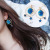 Japanese Style Fresh Blue Star and Moon Earrings Asymmetric All-Match Planet Geometric round Ear Hook Long Earrings