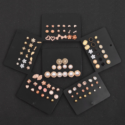 European and American Retro Stud Earrings Gold 9 Pairs Earrings Set Combination Simple All-Match Small Ear Rings Foreign Trade Supply