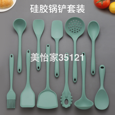 Factory Direct Push Silicone Kitchenware Set Soup Spoon Fishing Filter Meal Spoon High Temperature Resistant Silicone Kitchenware 12-Piece Set Spatula Set