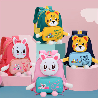 Kindergarten Backpack Cross-Border Foreign Trade New Children's Backpack Cute Bunny Tiger Doll Travel Snack Pack