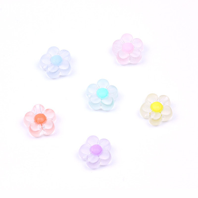 12mm Frosted Inner Color Small Flower Colorful Acrylic Beads 6 Colors Children DIY Hair Accessories Bracelet Mobile Phone Charm Acrylic Ornaments Accessories