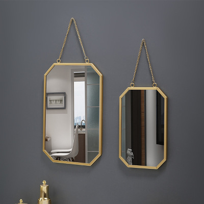 Nordic Style Iron Square Wall-Mounted Mirror Bathroom Bathroom and Dormitory Mirror Wall-Mounted Washstand Wall-Mounted Cosmetic Mirror