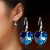 Korean Silver Jewelry Women's Long Ocean Heart Blue Crystal Silver Plated Earrings Earrings Foreign Trade Wholesale