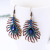 Wish Amazon Foreign Trade Hot Sale Factory Direct Sales Fashion and Fully-Jewelled Shining Peacock Feather Rhinestone Earrings Wholesale