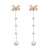 Sterling Silver Needle Long Bow Tie Earrings Female Korean Graceful Ear Ornaments Retro High Sense Pearl Tassel Earrings