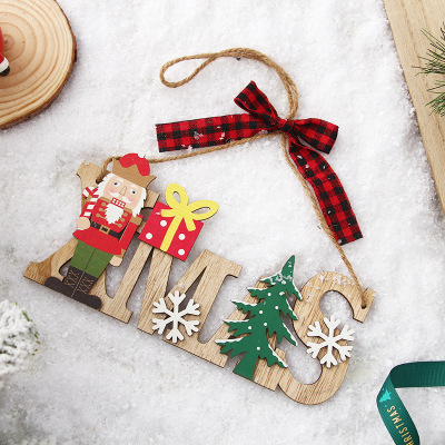 Amazon Cross-Border Christmas Decorations Creative Letters Xmas Santa Claus Walnut Soldier Christmas Tree Pendant