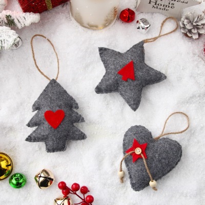 Christmas Home Decorations Felt Non-Woven Fabric Gray Christmas Tree Pendant