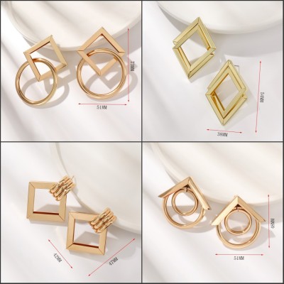 European and American Style Fashion Stud Earrings Texture Double-Layer Metal Winding Earrings Cross-Border New Arrival Circle Foreign Trade Earrings Wholesale