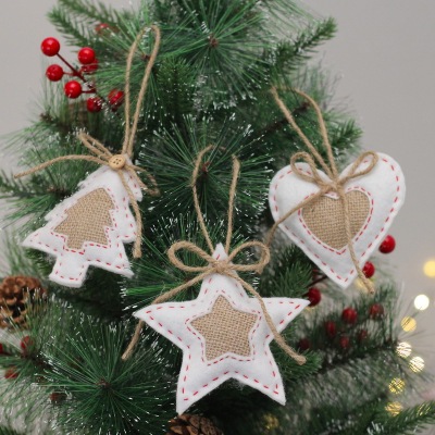 Cross-Border New Christmas Decorations Creative Non-Woven Fabric Linen Patchwork Christmas Tree Fabric Pendant