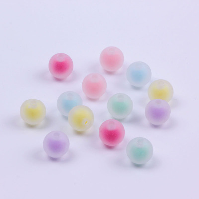 8mm Frosted Inner Color round Beads Colorful Acrylic Beads Popular Korean Candy Color Children DIY Necklace Bracelet Jewelry Accessories