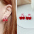 925 Silver Needle Retro Red New Year Love Cherry Earrings Fashion Geometry Pattern Bow Earrings Female Ins Style Earrings