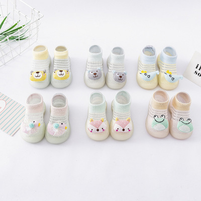 Summer New Style Rubber Sole Socks Korean Cartoon Soft Bottom Sock Shoes Ice Silk Breathable Floor Shoes Baby Toddler Socks Wholesale