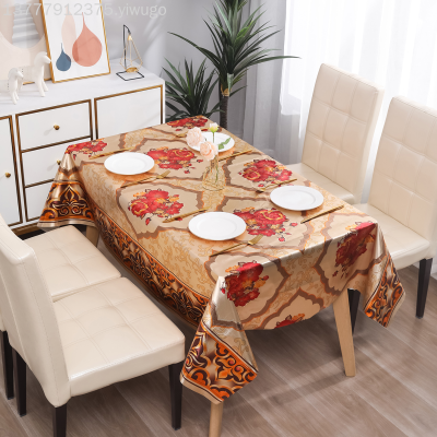 PVC Flower Table Cloth Waterproof Oil-Proof Disposable PVC Table Runner Cross-Border Table Cloth for Party Holiday