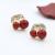 European and American Foreign Trade Ornament Diamond Cherry Earrings Ear Clip Korean Fashion Earrings Wholesale