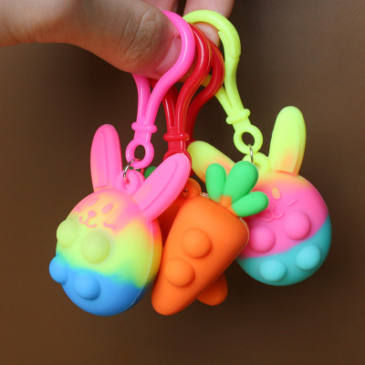 Silicone Cartoon Three-Dimensional New Rabbit Carrot Squeezing Toy Keychain Pendant Cute Key Activity Small Gift