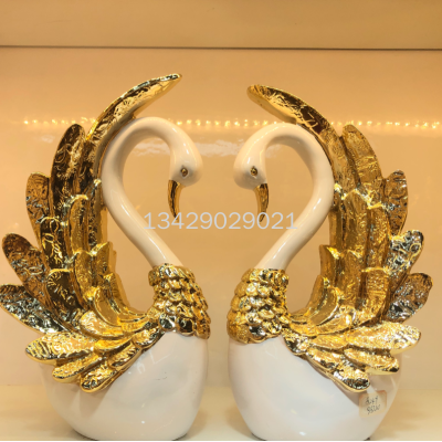 Swan Decoration Resin Electroplating Soft Outfit Crafts Gift Gift Entrance Office TV Stand
