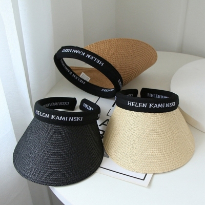 Summer Sun Hat Women's Sun-Proof Straw Hat Headband Letters Topless Hat Sun Hat UV-Proof Versatilestock