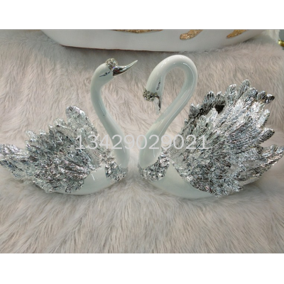 Swan Decoration Resin Electroplating Soft Outfit Crafts Gift Gift Entrance Office TV Stand