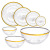 European Creative Handmade Gilt Edging Glass Tableware Transparent Glass Plate Household Bowl Plate Dishware Set Wholesale