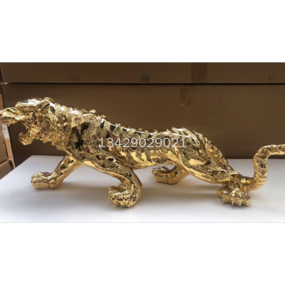 Tiger Decoration Resin Electroplating Soft Outfit Crafts Gift Gift Entrance Office TV Stand