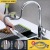 Golden Kitchen Hot and Cold Pull-out Faucet Universal Telescopic Splash-Proof Household Washing Vegetables Basin Stainless Steel Faucet for Washing Dishes