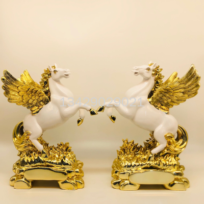 Pegasus Horse Ornament Resin Electroplating Soft Outfit Crafts Gift Gift Entrance Office TV Stand