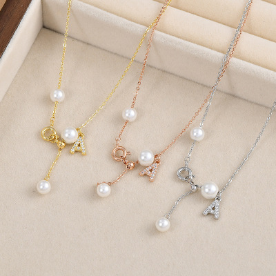 Spring and Summer New Trendy Temperament Clavicle Chain Women's Niche Design Letter Pearl Necklace Personalized Tassel Necklace Jewelry