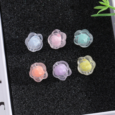 Factory Direct Sales DIY Handmade New 12mm Frosted Inner Color Rose Acrylic Scattered Beads Middle Bead Ornament Accessories