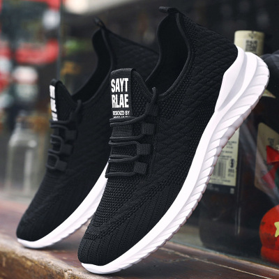 Men's Casual Shoes Men's 2022 Spring New Men's Flyknit Shoes Breathable Trendy Running Sneakers