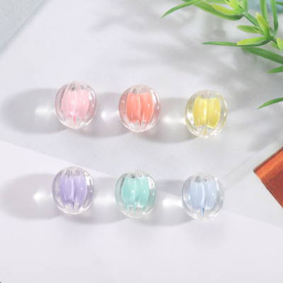 Manufacturer 12mm Pumpkin Transparent Inner Colorful Beads Beads Korean Bracelet Shoe Ornament DIY Children's Ornaments Jewelry Accessories