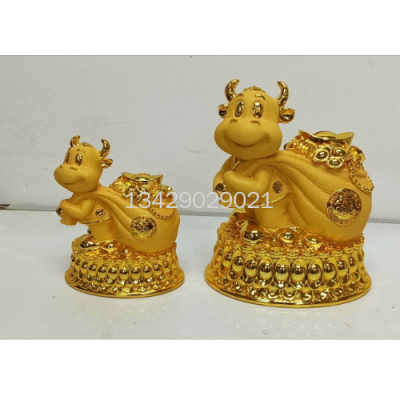 Cow Decoration Cow Money Box Resin Electroplating Soft Outfit Crafts Gift Gift Entrance Office TV Stand