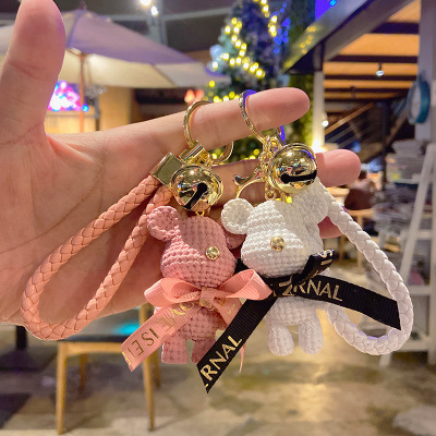 Cartoon Cute Bow Tie Bear Keychain Female Exquisite Couple Bag Ornaments Ins Schoolbag Pendant Doll Doll