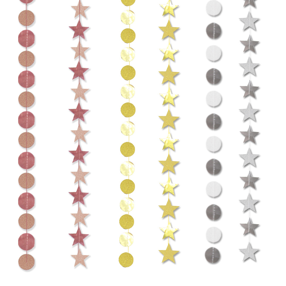 2米金葱五角星圆片纸拉花 闪金吊饰婚庆派对布置装饰